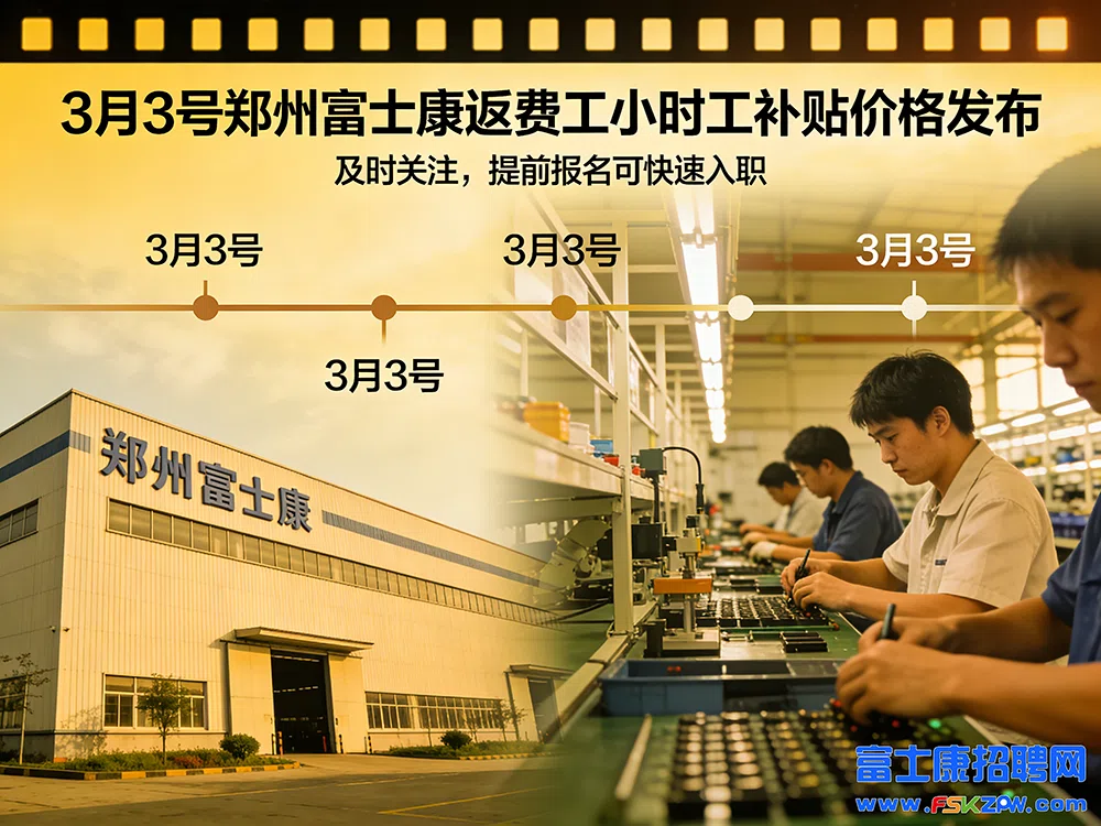 3月3号郑州富士康返费工小时工补贴价格发布，及时关注，提前报名可快速入职..